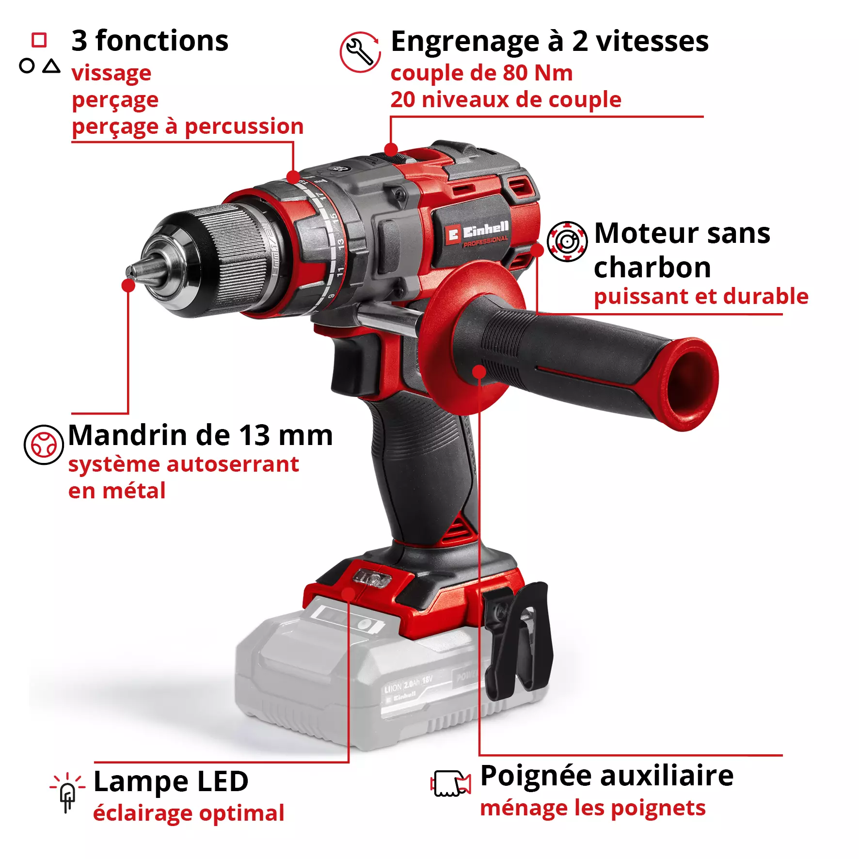 PERCEUSE VISSEUSE SANS FIL TP-CD 18/80 EINHELL Marle et ses alentours