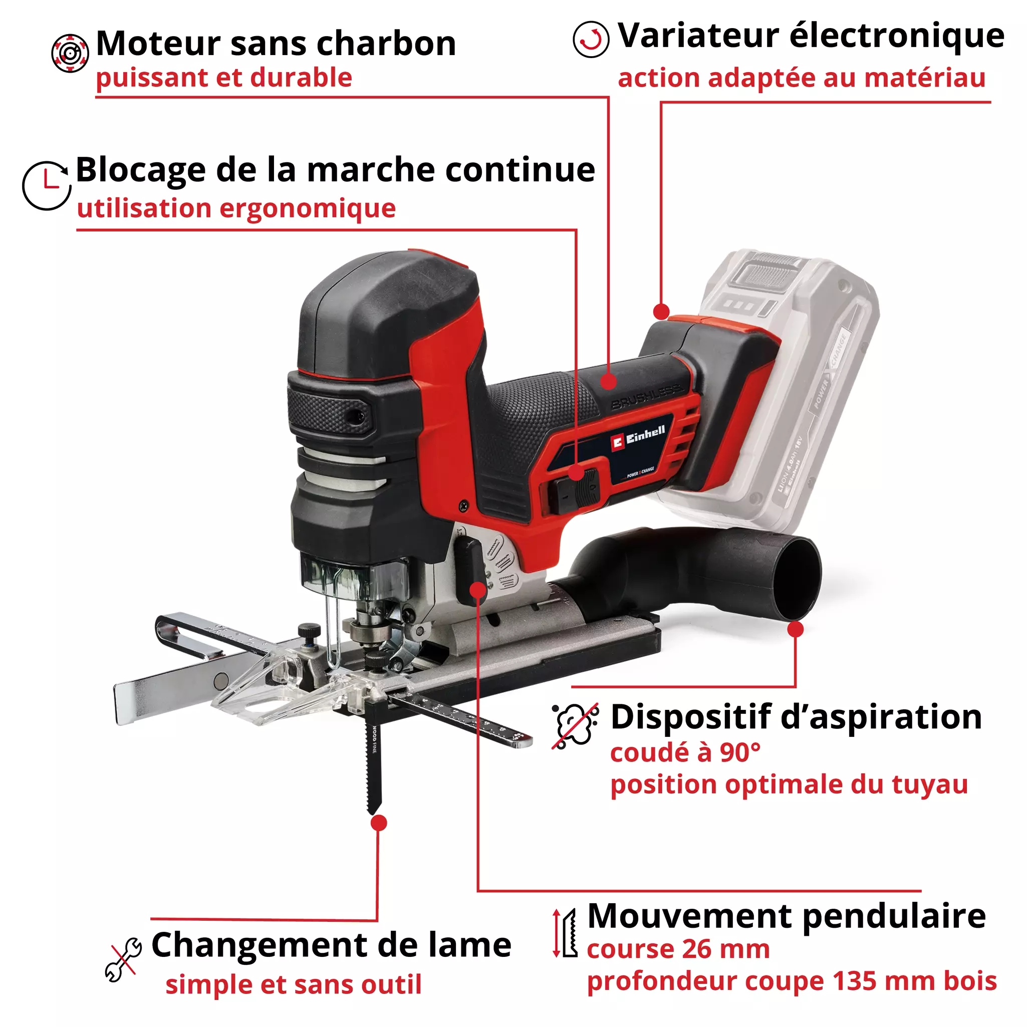 SCIE SAUTEUSE SANS FIL TP-JST 18/135 Li BL EINHELL Marle et ses alentours