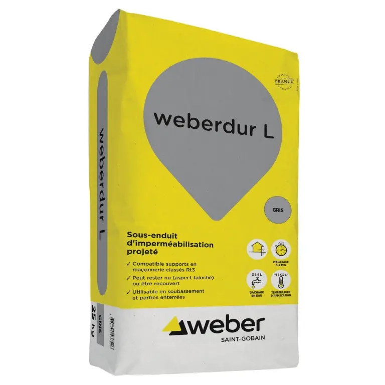 WEBERDUR L ENDUIT PROJETE D'IMPERMEABILISATION 25KGS Laon et ses alentours