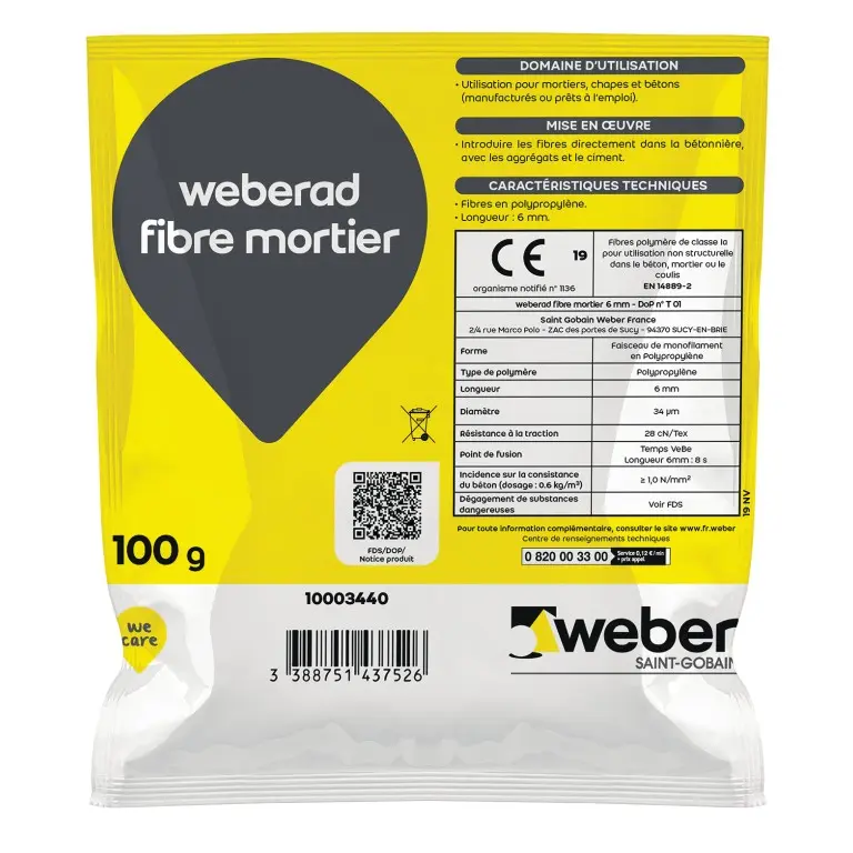 WEBERAD FIBRE MORTIER 6MM SACHET DE 100G Laon et ses alentours
