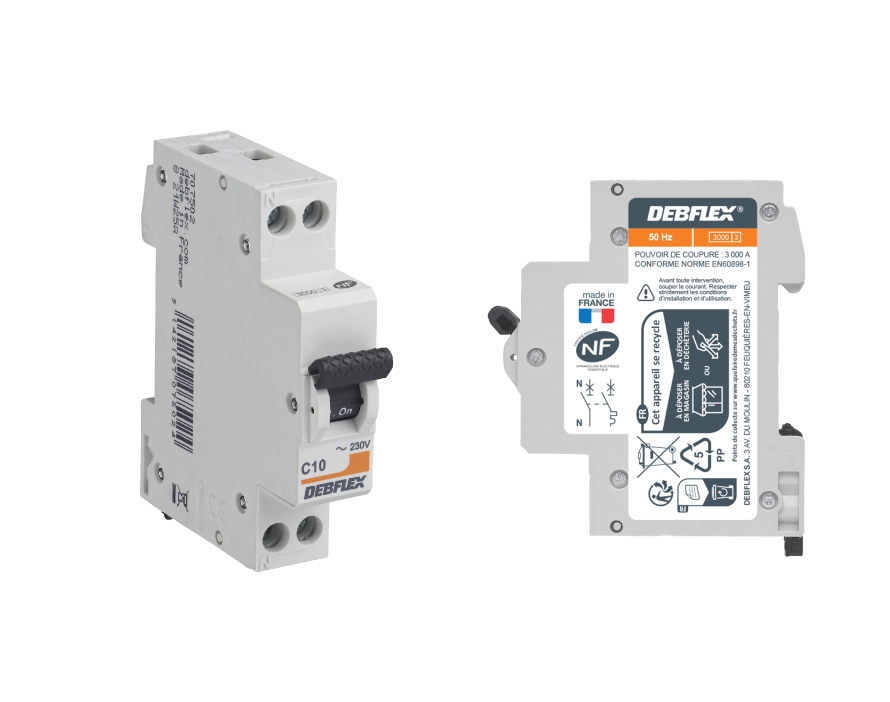 DISJONCTEUR 3KA PHASE + NEUTRE 10 AMPERES DEBFLEX Laon et ses alentours