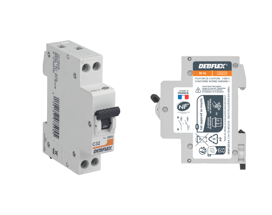 DISJONCTEUR 3KA PHASE + NEUTRE 32 AMPERES DEBFLEX Laon et ses alentours