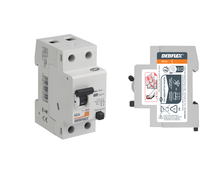 INTERRUPTEUR DIFFERENTIEL 2 POLES - 30 mA - 40 AMPERES TYPE A DEBFLEX Laon et ses alentours