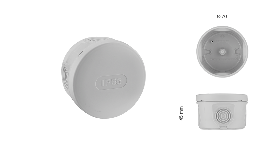 BOITE DE DERIVATION ETANCHE IP55 Ø70/P40 GRIS DEBFLEX Laon et ses alentours
