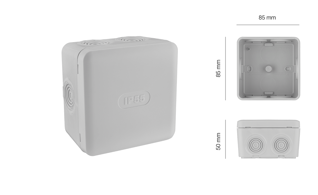 BOITE DE DERIVATION ETANCHE IP55   85X85/P50 GRIS DEBFLEX Laon et ses alentours